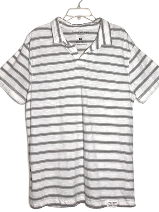 Calvin Klein Jeans Other - Calvin Klein Jeans Men’s XL Gray White Striped Cotton Polo Shirt